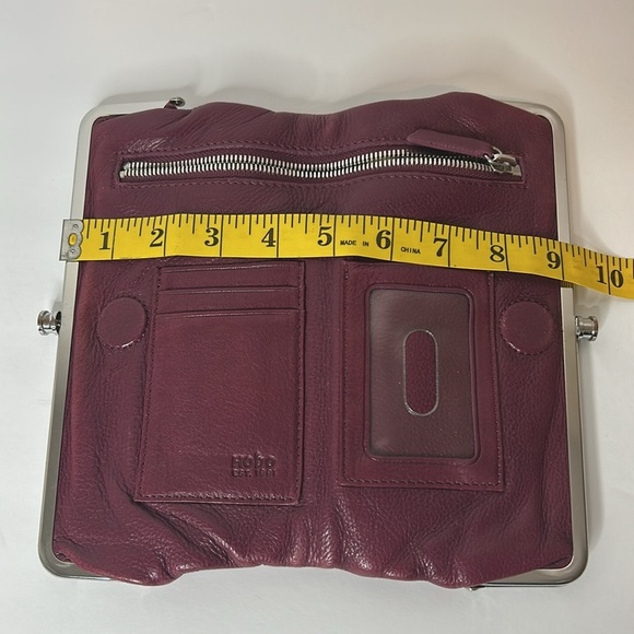 HOBO Burgundy Leather Clutch with Silver Trim - Picture 4 of 16